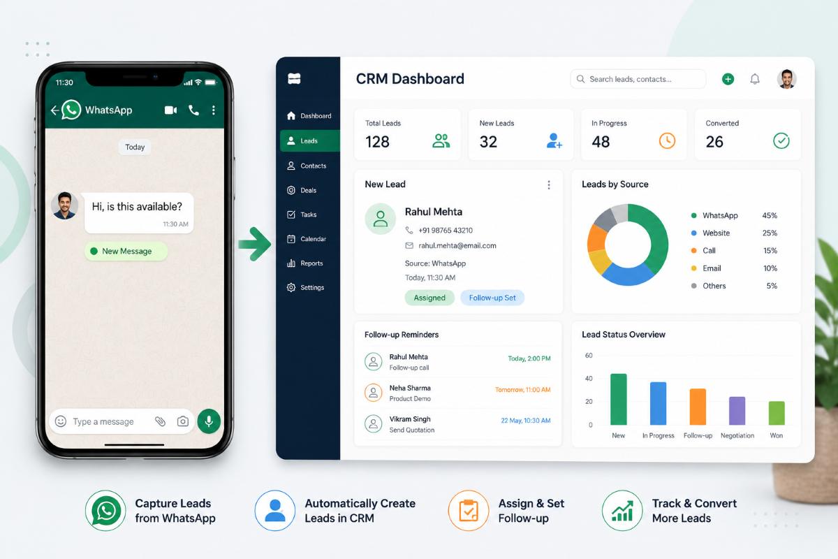 whatsapp crm software lead flow diagram